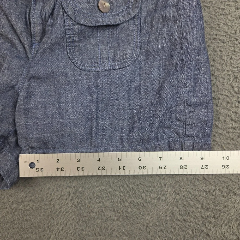 Old Navy Chambray Belted Shorts Women's 14 Blue Adjustable Waist Cotton